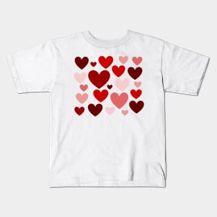 Christmassy Red Love Hearts Romantic Kids T-Shirt